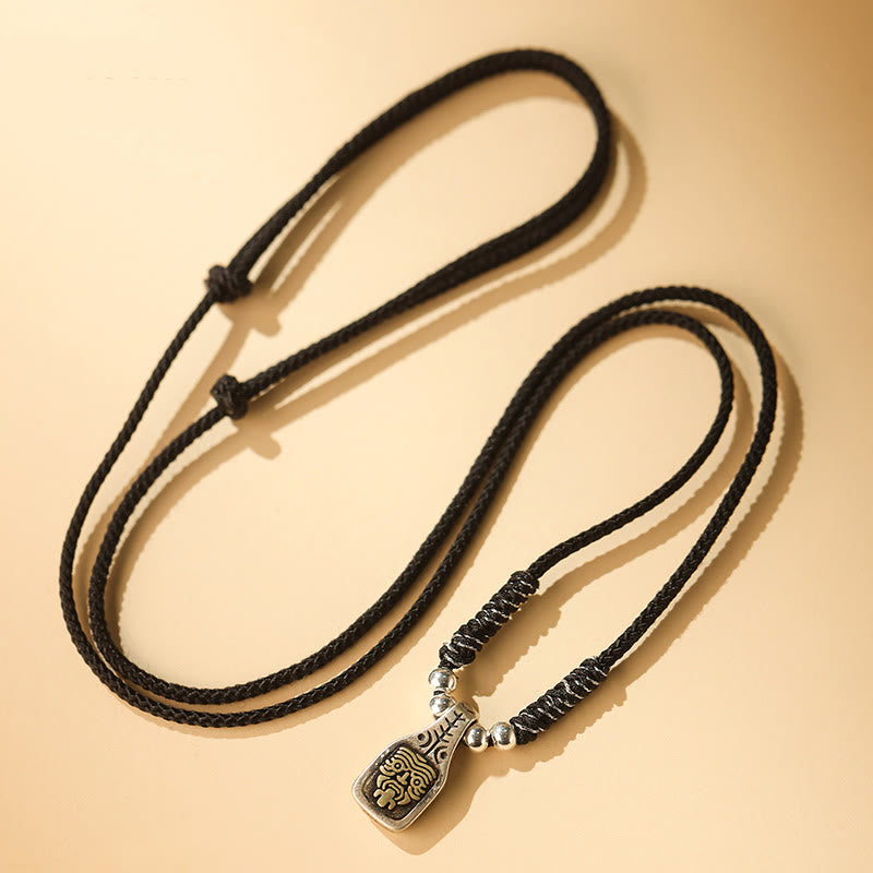 Collier avec pendentif en corde de protection de la déesse de la richesse Zakiram en argent sterling 925 tibétain avec Buddha Stones - Corde noire - image 6