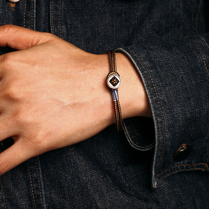 Bracelet en argent sterling 925 avec protection de bouton fait main et Buddha Stones