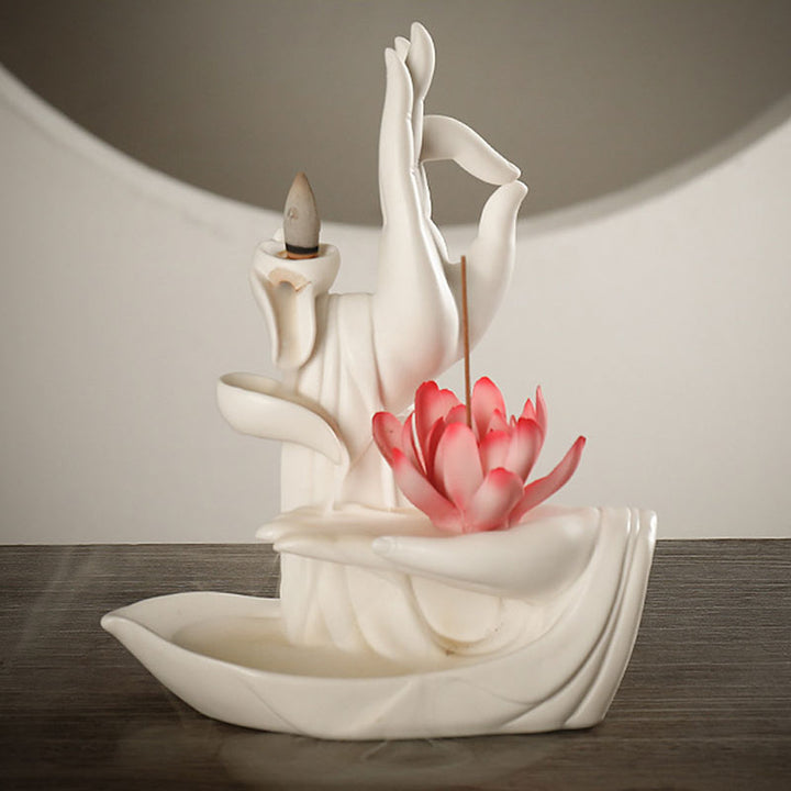 Pierres de Bouddha Brûleur d'encens tibétain avec bénédiction du lotus