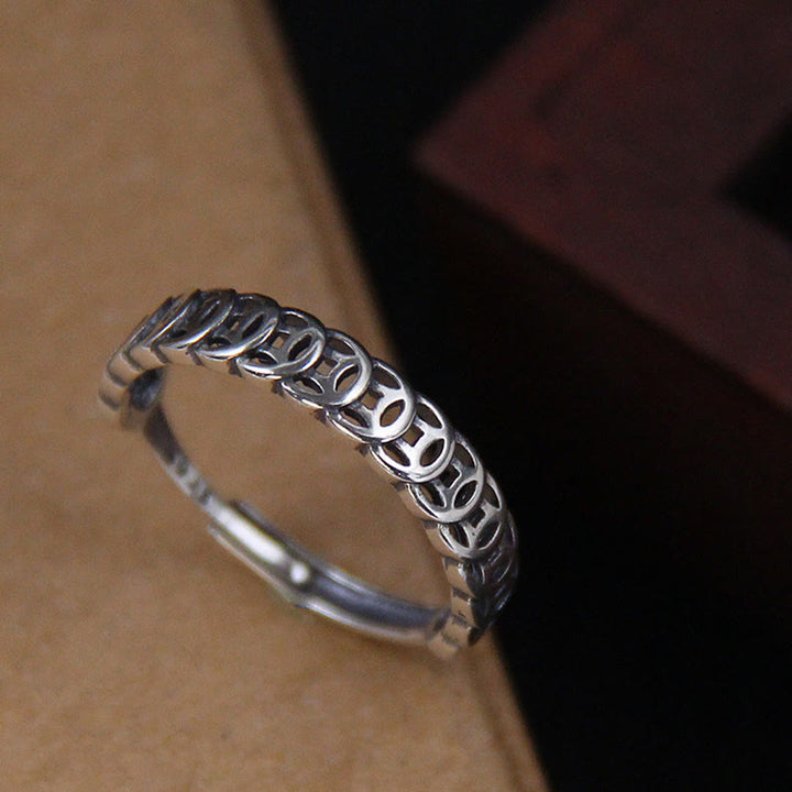 Bague ajustable porte-bonheur en cuivre vintage