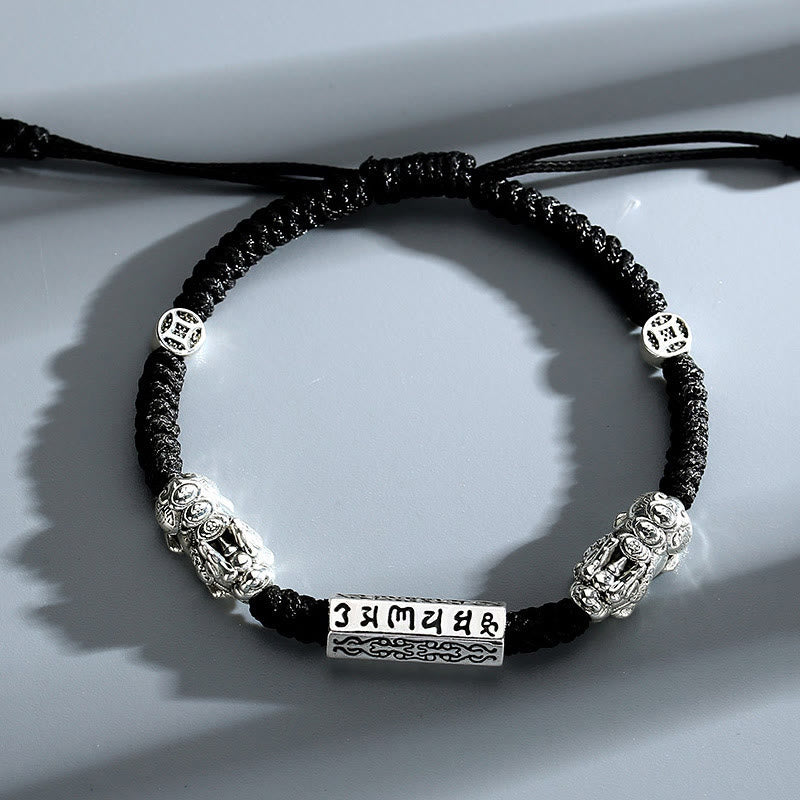 Bracelet en cuivre Feng Shui avec double PiXiu et Buddha Stones Om Mani Padme Hum - Om Mani Padme Hum (Amour ♥ Concentration) (Circonférence du poignet 14-20 cm) - image 0