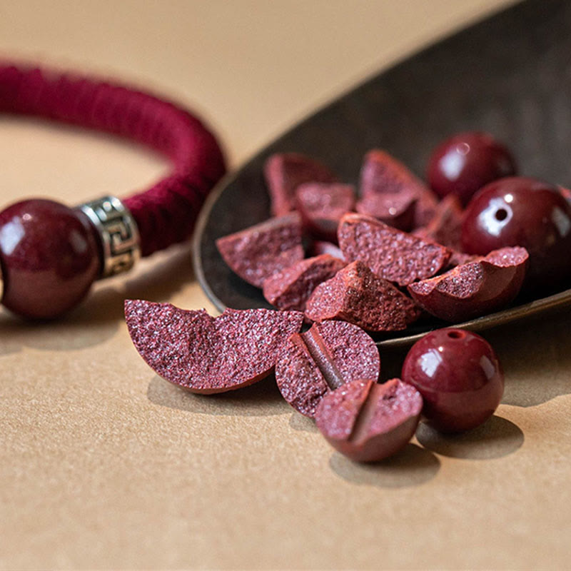 Bracelet en argent sterling 925 avec perles de cinabre naturelles et Buddha Stones, fait à la main, tressé et calme - image 16