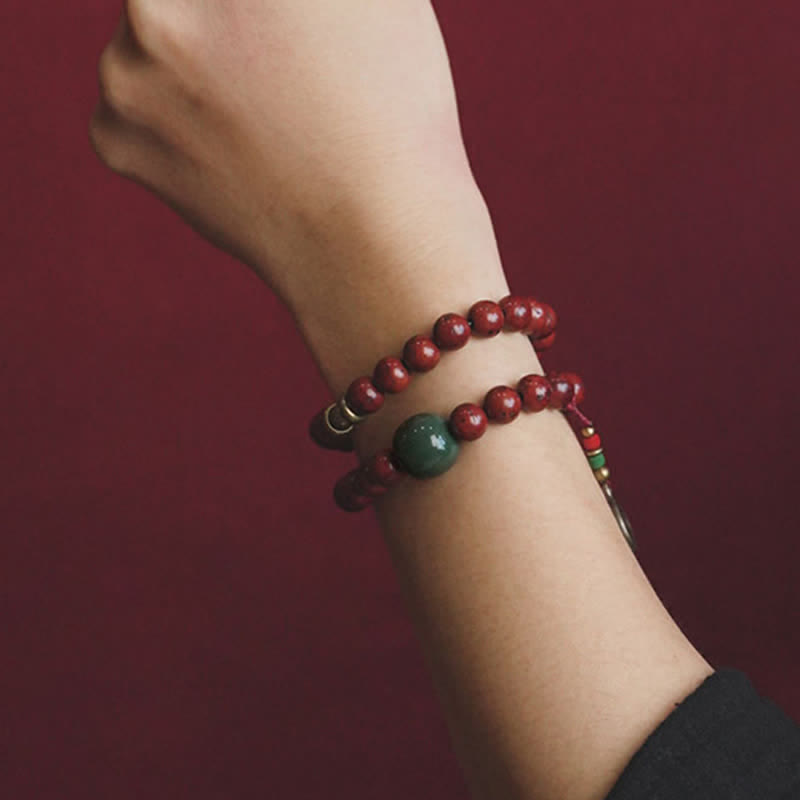 Bracelet porte-bonheur en cuivre et jade cyan Bodhi Seed