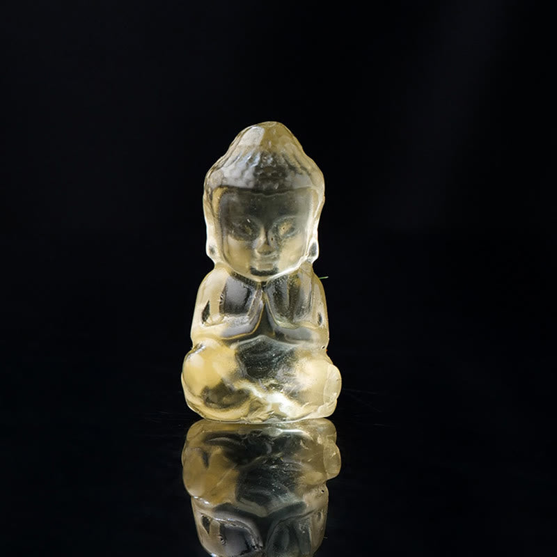 Buddha Stones Divers Cristal Améthyste Cristal Rose Cristal Blanc Citrine Bouddha Sculpté Guérison Spirituelle Collier Pendentif Décoration - Citrine - Décoration 1,4 x 2,6 cm - image 12