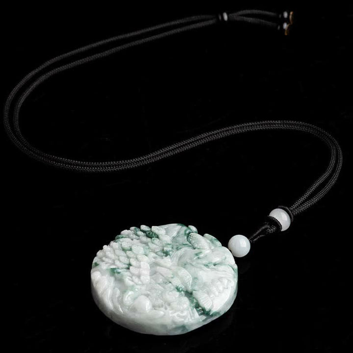 Collier en jade Buddha Stones et paysage de montagne