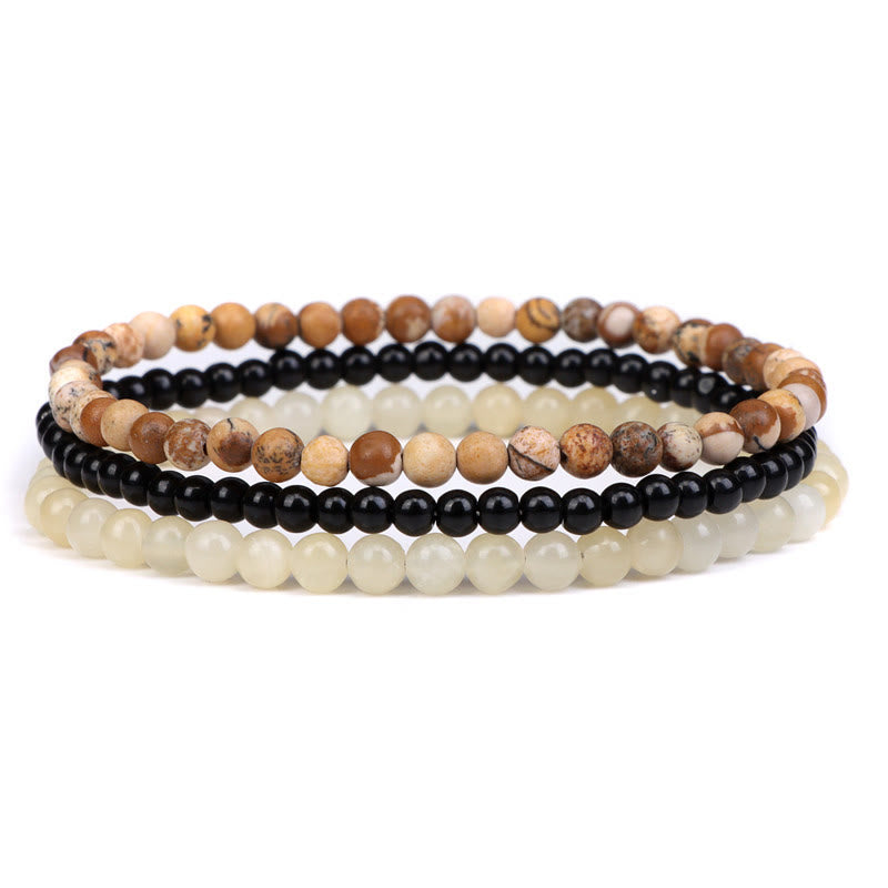 Bracelet spirituel de paix intérieure en pierre de cristal naturel 3 pièces Buddha Stones