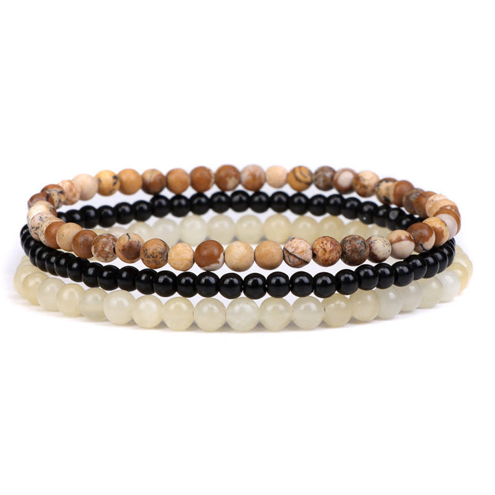 Bracelet spirituel de paix intérieure en pierre de cristal naturel 3 pièces Buddha Stones