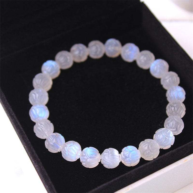 Bracelet Lotus Love en pierre de lune naturelle de Buddha Stones
