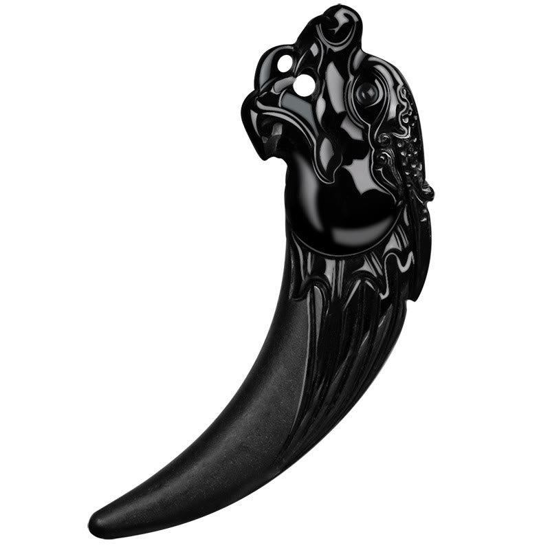 Buddha Stones pendentif de protection en jade noir naturel avec motif de dent de dragon du zodiaque chinois - image 8