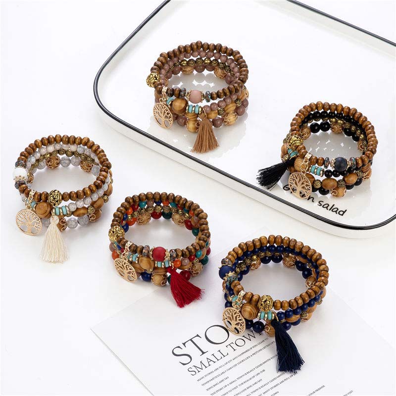 Bracelet de guérison à pampilles en bois de wengé
