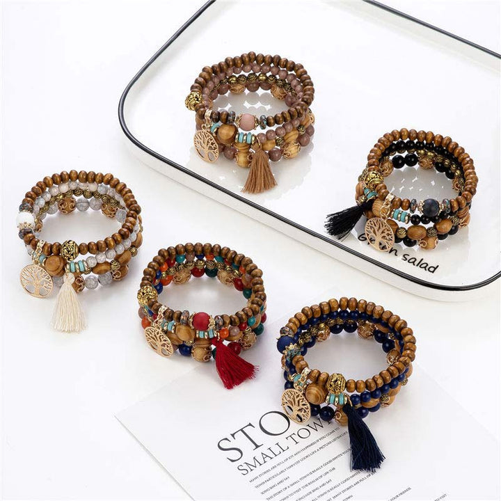 Bracelet de guérison à pampilles en bois de wengé