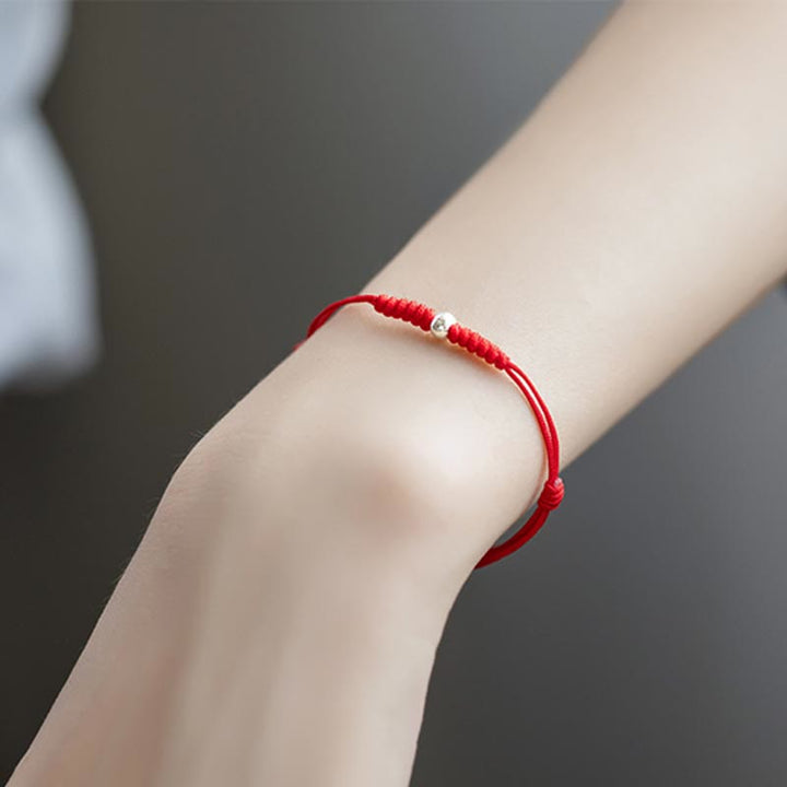 Bracelet tressé en argent sterling 925 avec perles porte-bonheur et protection en fil rouge avec Buddha Stones