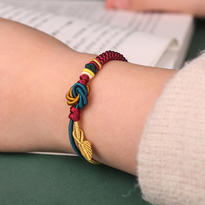 Bracelet tibétain en corde porte-bonheur fait main avec nœud mandala et Buddha Stones