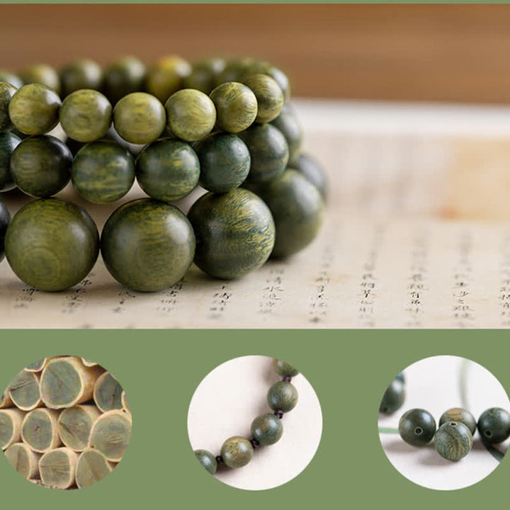 Bracelet Tibétain apaisant en bois de santal vert