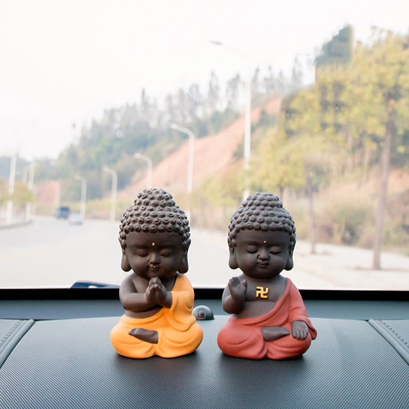 Buddha Stones Petit Bouddha Sérénité Argile violette Décoration de bureau à domicile