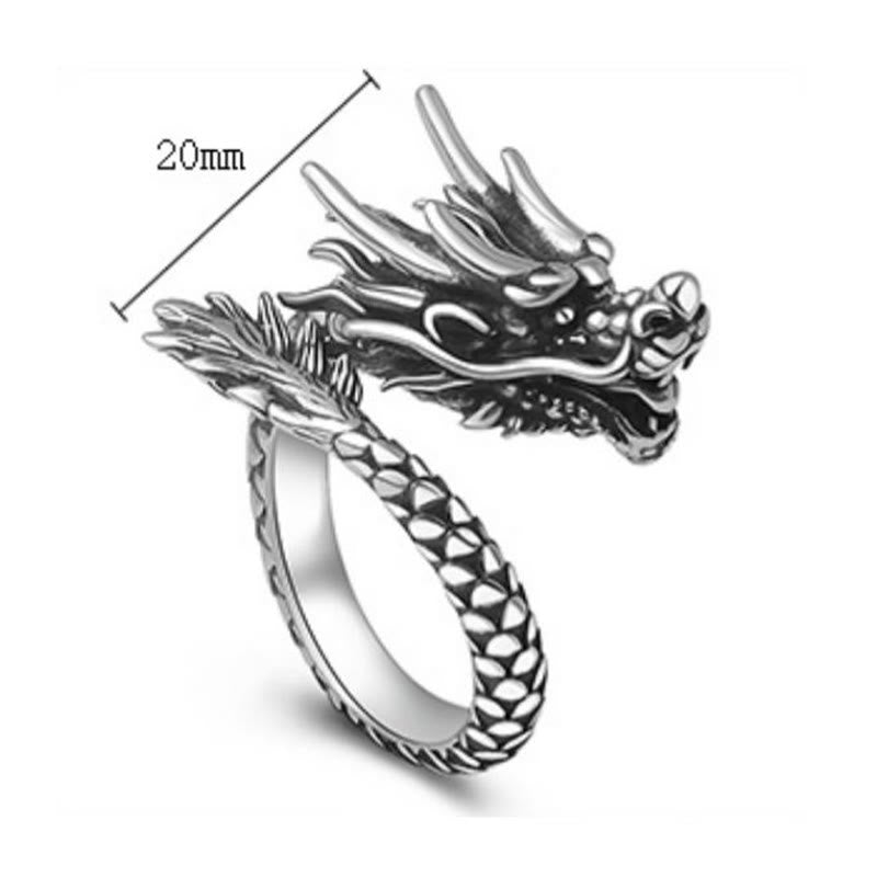 Bague ajustable en argent sterling 990 avec Buddha Stones et dragon vintage - image 10