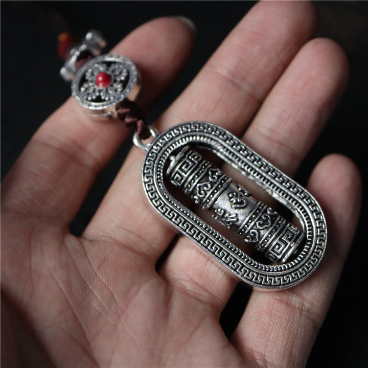 Buddha Stones Tibet Om Mani Padme Hum Roue de prière Paix Rotative Décoration à suspendre pour voiture