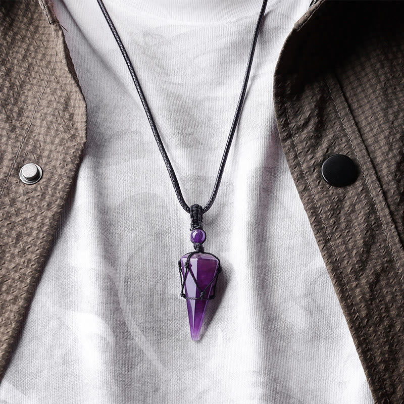 Collier pendentif pointu en pierre naturelle Buddha Stones
