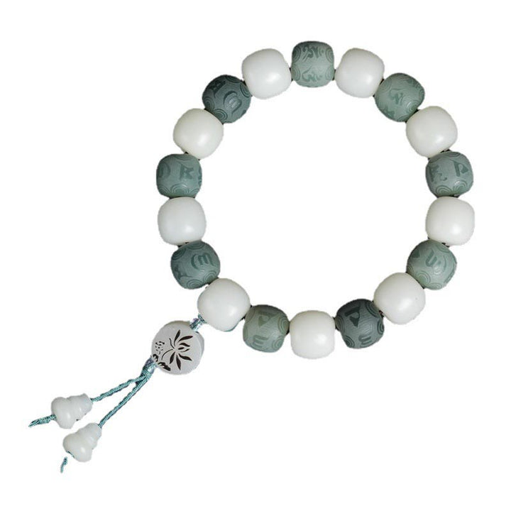 Bracelet de protection Bodhi Six Vrais Mots en Buddha Stones Blanc