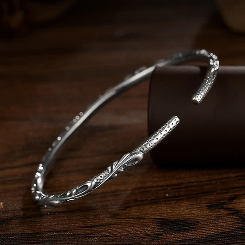 Bracelet de protection gravé à la main en argent sterling 925 Buddha Stones