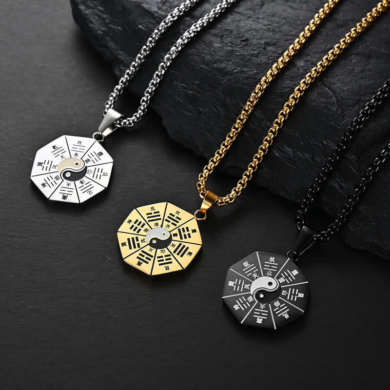 Bagua Yin Yang Titane Acier Balance Collier Pendentif - image 2