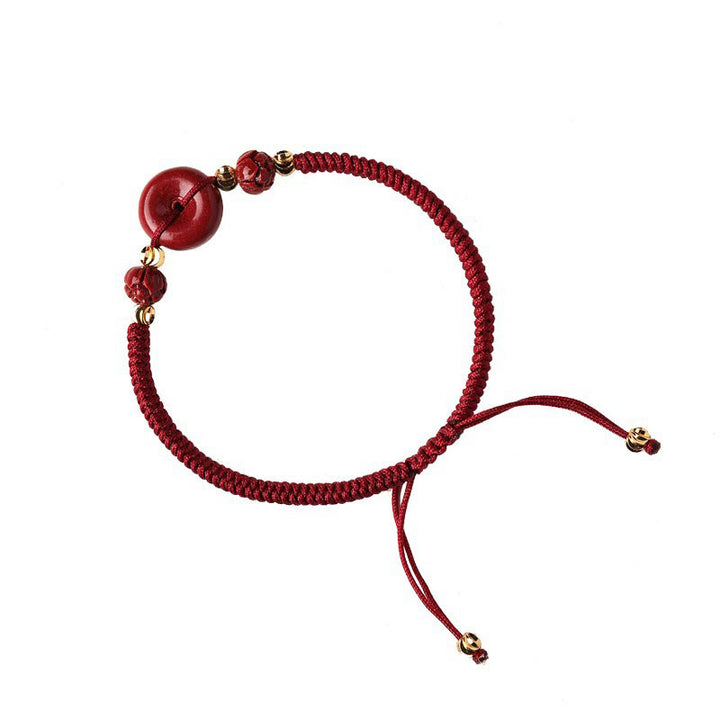 Bracelet tressé avec boucle de paix et bénédiction en Buddha Stones fait à la main en cinabre et lotus - image 9