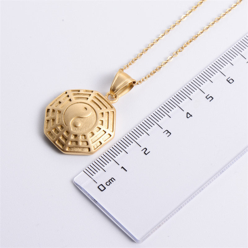 Collier pendentif en acier titane Bagua Yin Yang Balance - image 6