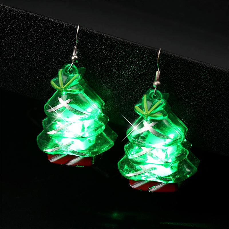 Boucles d'oreilles lumineuses à LED en forme d'élan et de sapin de Noël