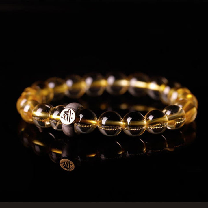 Bracelet de protection en argent sterling 925 avec pendentif en citrine et bouddha du zodiaque chinois