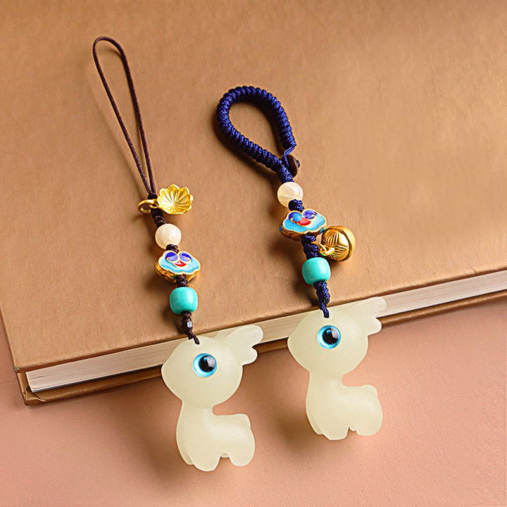 Porte-clés lumineux en forme de cerf porte-bonheur en Buddha Stones, mini et mignon, décoration à suspendre pour téléphone et voiture