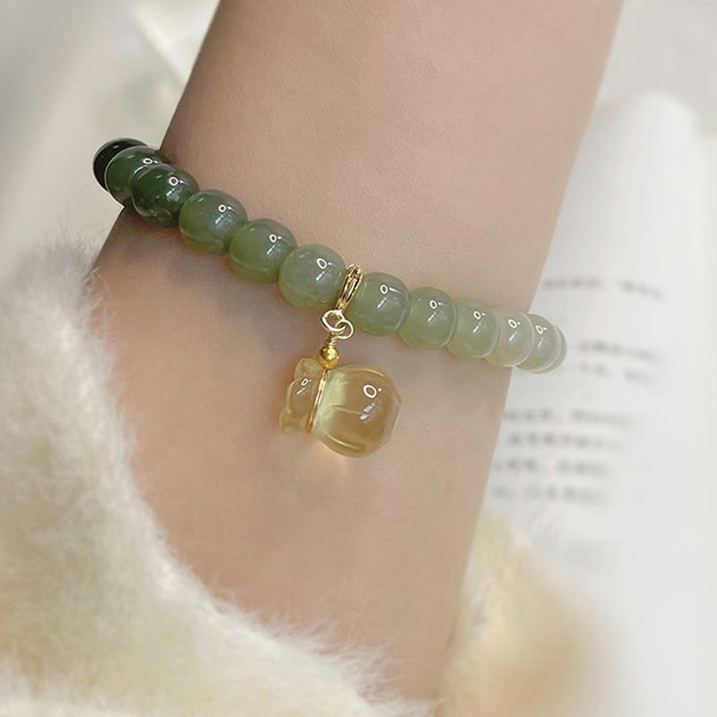 Bracelet porte-bonheur en perles de jade Hetian naturel Buddha Stones