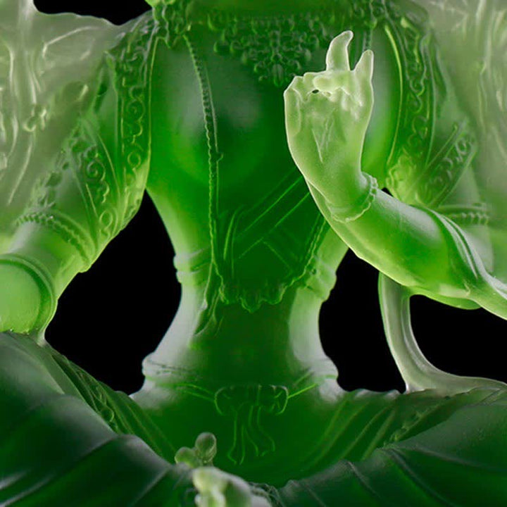 Buddha Stones Bodhisattva Tara verte Pièce d'art en cristal Liuli faite à la main Protection Maison Bureau Statue Décoration - image 3