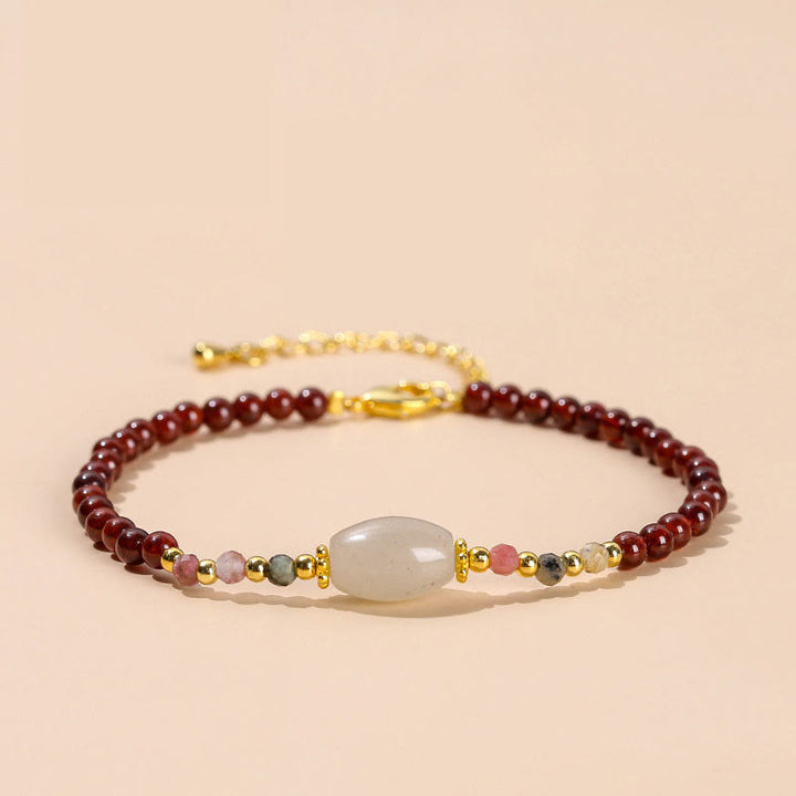 Bracelet Passion en perles de jade, tourmaline et grenat de Buddha Stones