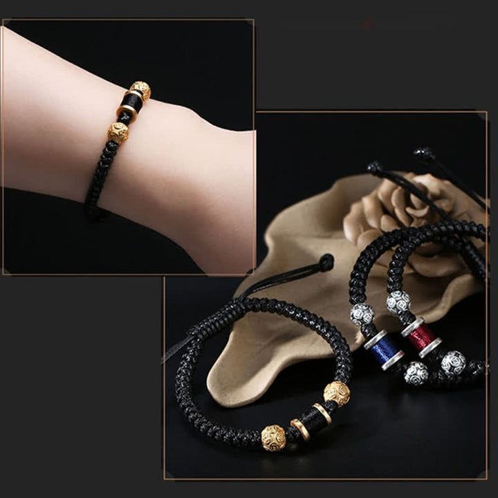 Bracelet en fil tressé avec perles en cuivre et argent sterling 999 de Buddha Stones