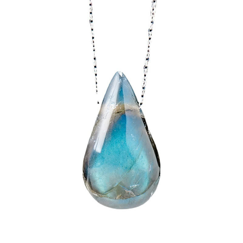 Collier pendentif de guérison en forme de goutte d'eau en labradorite Buddha Stones - image 9