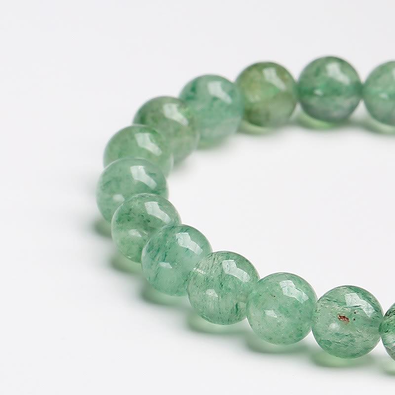 Bracelet de perles apaisantes en quartz fraise vert naturel de Buddha Stones