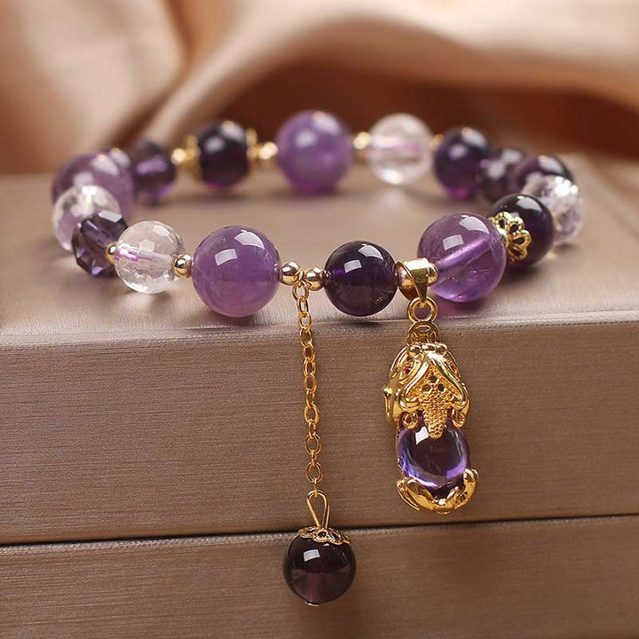 Bracelet de guérison PiXiu en améthyste naturelle Buddha Stones