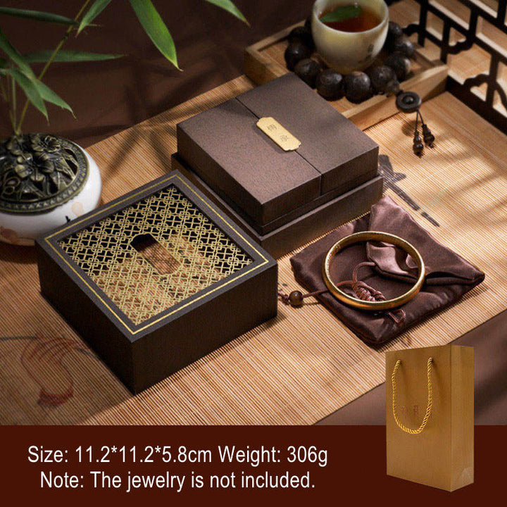 Coffret cadeau de rangement de bijoux rétro - Marron (11,2 x 11,2 x 5,8 cm) - image 0