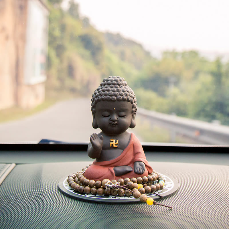 Buddha Stones Petit Bouddha Sérénité Argile violette Décoration de bureau à domicile