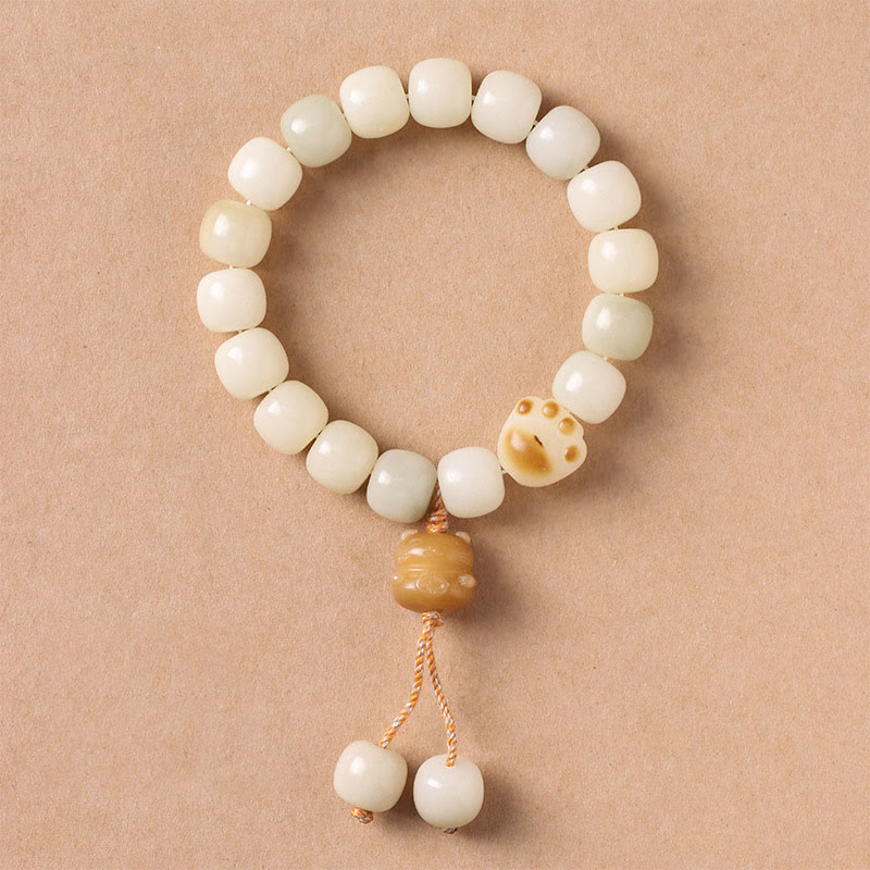 Bracelet de paix en forme de patte de chat avec graines de Bodhi et chat porte-bonheur en Buddha Stones - Chat jaune Bodhi Seed - image 9