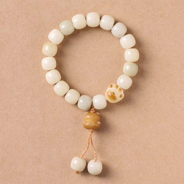 Bracelet de paix en forme de patte de chat avec graines de Bodhi et chat porte-bonheur en Buddha Stones - Chat jaune Bodhi Seed - image 9
