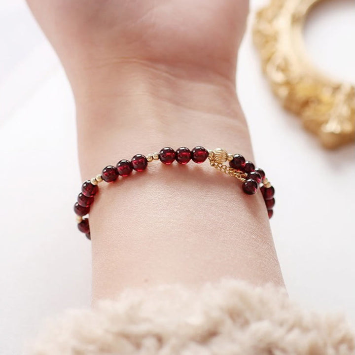 Bracelet Buddha Stones en alliage plaqué or 14 carats et grenat naturel apaisant - image 7