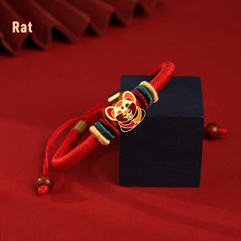 Bracelet tressé rouge en argent sterling 925 fait main avec Buddha Stones Année du Dragon, joli signe du zodiaque chinois