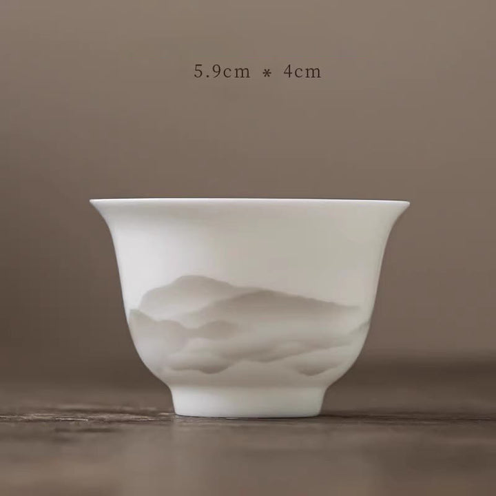 Buddha Stones Peinture à l'encre vintage Montagne Porcelaine blanche Céramique Gaiwan Sancai Tasse à thé Kung Fu Tasse à thé et soucoupe avec couvercle Ustensile à thé Théière