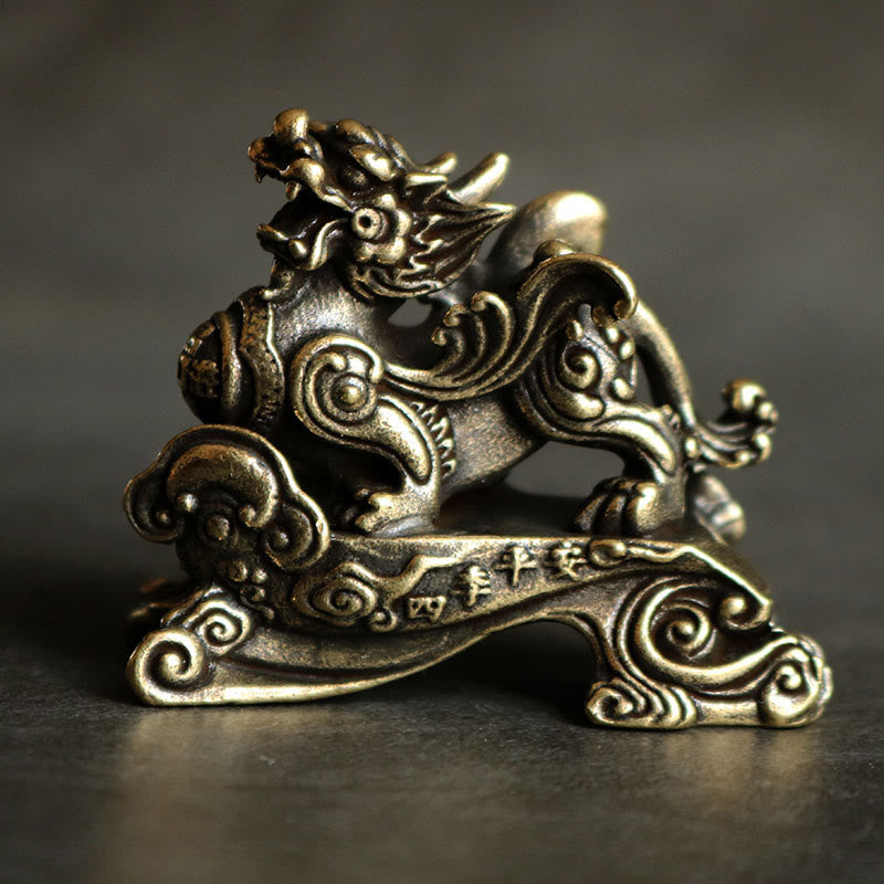 Buddha Stones FengShui PiXiu faites à la main en cuivre pour décoration de richesse et de chance - Un PiXiu de droite - image 2