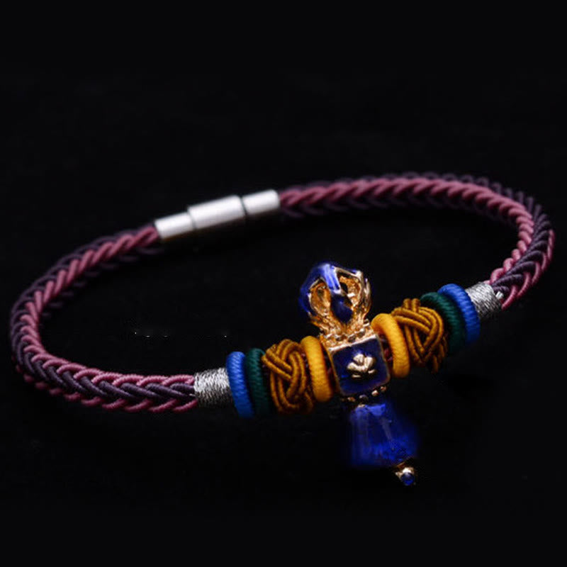 Bracelet tibétain fait main en corde Dorje Vajra à huit fils