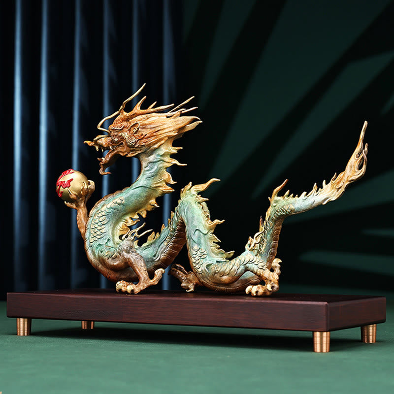 Buddha Stones Année du Dragon Dragon de Bon augure Laiton Cuivre Chance Succès Décoration de Bureau