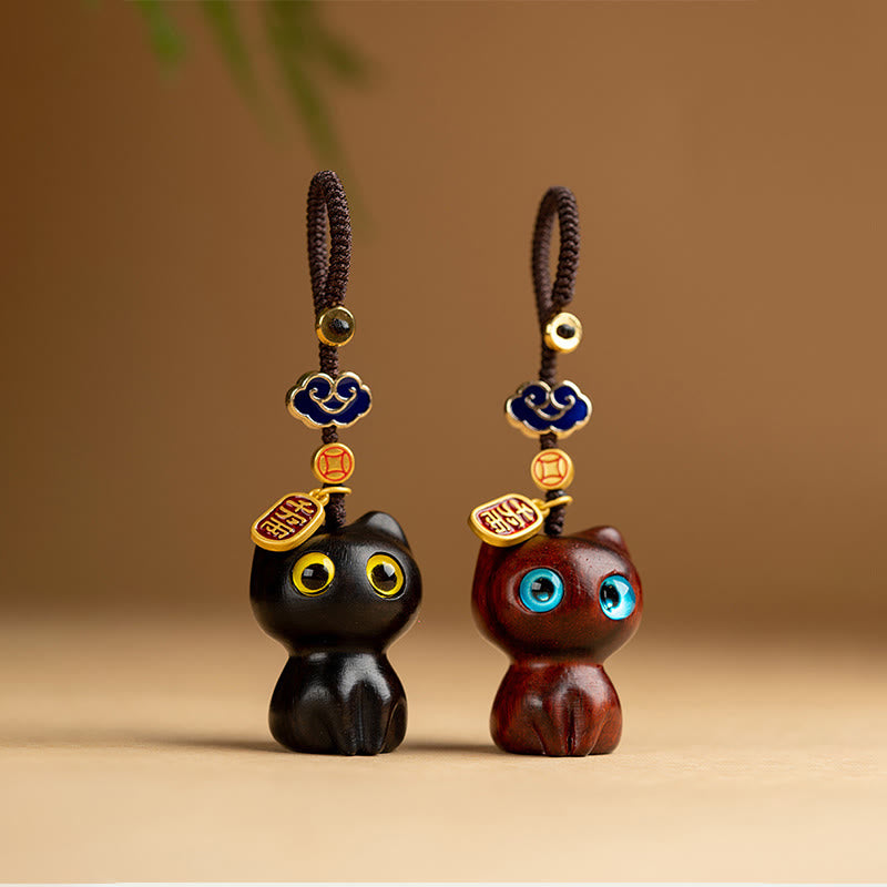 Porte-clés de protection en bois de santal rouge et ébène avec petites feuilles de Buddha Stones, porte-clés pour téléphone, décoration à suspendre - image 11