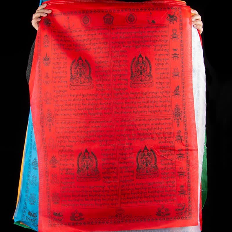 Buddha Stones Drapeau de prière tibétain à 5 couleurs représentant le Cheval du vent, symbole de bonheur et de bon augure, destiné à l'extérieur. - image 16