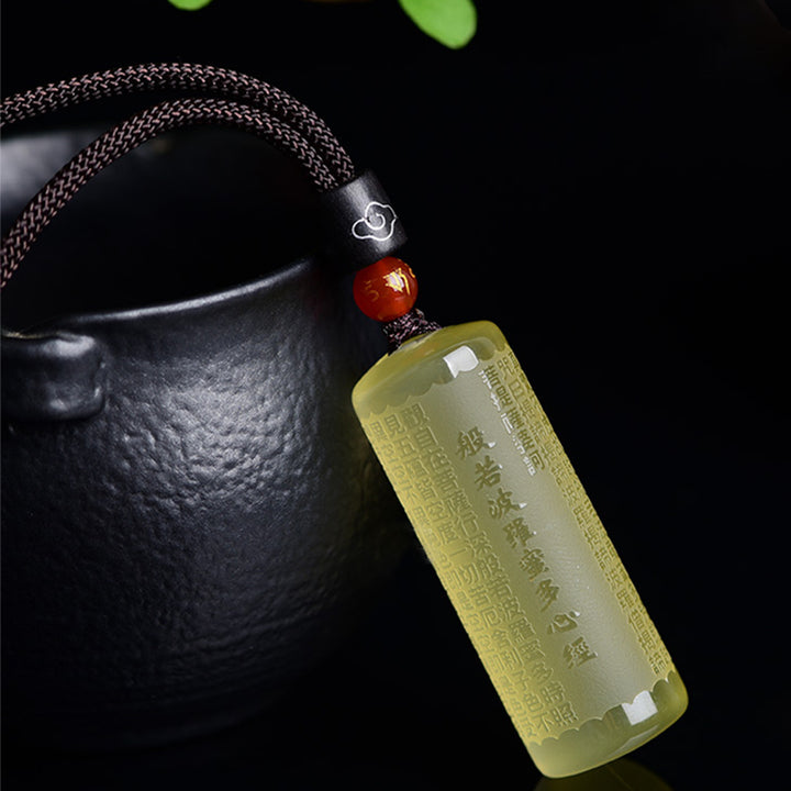 Collier pendentif force bonheur citrine Sutra du cœur